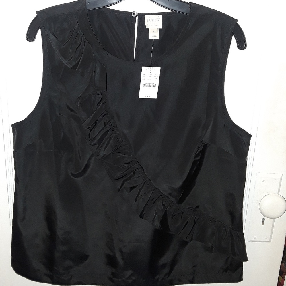 Satiny j crew black top